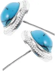 [TEHAUX] Unique Blue Turquoise Ear Studs for Women Fashionable Jewelry for Wedding Party Ceremony