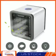 Portable Air Cooler Fan Mini Air Conditioner USB Cooling Fan Desk LED Light Fan