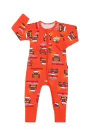 [Bonds] Bonds Baby The Wiggles X Zip Cotton Wondersuit in Big Red Ute Swiftie Red Size: 6-12 Months 6-12 Months Big Red Ute Swiftie Red