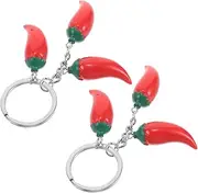 [Kisangel] Cute Chili Keychain Set Decorative Chili Pepper Keyring Key Holder for Outdoor Backpack Charm Red