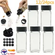 24pcs 120ML Glass Spice Bottles Jars Containers Shaker Lid Herb Empty Bottles