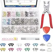 Glarks 806Pcs Metal Snap Buttons With Pliers Press Tool, 10 Colors 9.5mm Hollow Prong Fasteners, Tape Measure and Tailors Chalk Kit for DIY Sewing Crafting