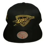 OKC Thunder Mitchell & Ness NBA Snapback Hat Cap Black Gold 3D Logo NWT
