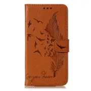 Feather Pattern Litchi Texture Horizontal Flip Leather Case with Wallet & Holder & Card Slots For OnePlus 7 Pro(Brown)