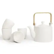 Japanese Tea Set, White Asian Ceramic Porcelain Tea Sets with 1 Teapot Set 30...