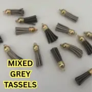 BULK 310 Piece Mixed Grey Suede Tassels Gold Top Keyring Craft Tassel Bag DIY