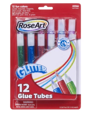 New - RoseArt Glitter 12 Color Glue Pen (40066 )