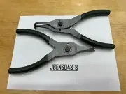 Snap-on Tools NEW 2pc COMBAT GREEN LARGE SIZE .090 Tip 45° 90° Snap Ring Pliers