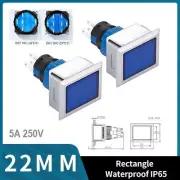 22mm DPDT 5A 250V Silvery Rectangular LED illuminated Plastic Push Button Switch