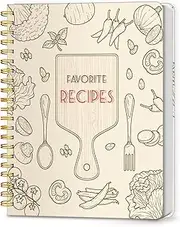 LuBudingJoy Blank Recipe Notebook to Write in Your Own Recipes, Full Page Sprial Hardcover Personal Recipe Organise, Recipe Journal Hold 140 Recipes(Wood Color)