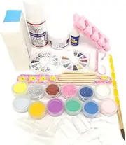 Warm Girl Pro Acrylic Powder Liquid Glitter Brush Glue Nail Art Tips Tool Kit Set
