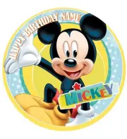 Mickey Mouse Personalised Edible Party Cake Decoration Topper 19cm Round Image