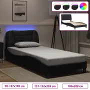 Bed Frame with LED Light Mattress Base Bedstead Bedroom Faux Leather vidaXL