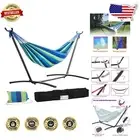 Heavy Duty Portable Double Hammock Stand with Adjustable 100% Cotton Hammock