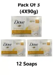 3 X Dove Nourishing Beauty Cream Bar Soap 4 X 90g (12 Soaps)