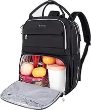 KROSER Lunch Backpack 15.6 Inch Laptop Backpack with USB Port Insulated Cooler Backpack for Men and Women, Outdoor Lunch Bag for School Work Hiking Beach Picnic Trip (Black)