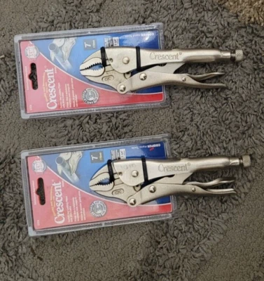 QTY of 2 Crescent C7CV 7-Inch Curved Jaw Vise Grip style Locking Pliers