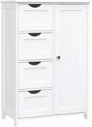 VASAGLE Floor Cabinet with 4 Drawers and Adjustable Shelf White