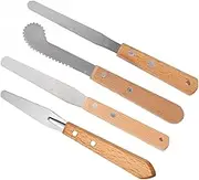 NUOBESTY 4-Piece Wood Carving Cutter Set Pottery Clay Sculpting Tool Wooden Handle for Art Craft