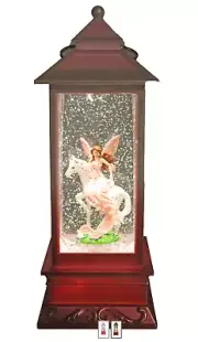 ~❤️FAIRY Riding A UNICORN Motion Spinning Large Lantern 30cm Night Light Glitter