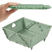 Catzon 2 Pcs Collapsible Colander Plastic BPA-Free for Pasta Fruit Vegetables-Green