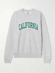 [Sporty & Rich] Sporty & Rich - Printed Cotton-blend Jersey Sweatshirt - Light gray - large large Gray