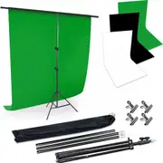 Backdrop Stand Kit Studio Black White Screen Background+4 Clips Green Photo 2X3M