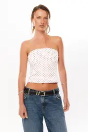 [Supré] Supré - Cotton Longline Tube Top - Micro heart white red M MICRO HEART WHITE RED
