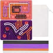 Sensory Activity Board Press Two-color Silicone Sensory Fidget Board Stress Anxiety Relief Fidget Boards Motor Skills Boards for Hands-On Learning (Purple-pink)