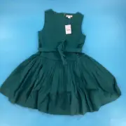 Crew Cuts/ J Crew- Girls Emerald Green Holiday Dress Sash Waist Size 8 NEW/ TAGS