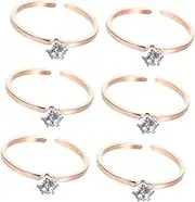 NAMOARLY 6pcs Couple Ring Set Decorative Titanium Steel Rings Wedding Ring Props for Party Game Decorations