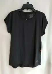 Asics Women's Mesh Keyhole Back Dolman Dark Grey Tee (2012A408-0721) Size S