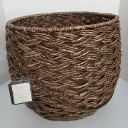 15"x18" Large Round Basket Espresso Brown Threshold Handcrafted Seagrass