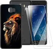 ESACMOT Lion Pattern Case Compatible with Infinix Note 4 Pro X571 + [2 Pack] Screen Protector Tempered Glass, Shockproof Case Cover for Infinix Note 4 Pro X571 (5.7 inch)