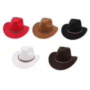 Western Cowboy Hat American Wool Felt Jazz Hat for Men Women Upside Down Top Hat