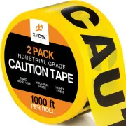 Yellow Caution Tape-1000 Ft x 3" -Barricade Tape, Crime Scene Barrier 2 pk
