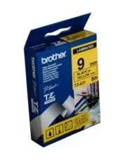 Brother TZe-621 / 9mm Black Text On Yellow Laminated Labelling Tape - 8 Metres