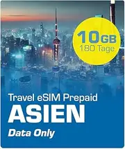 Simmetry Asia Data eSIM 10GB 180 Days Compatible with eSIM Enabled iOS and Android Devices Hotspot Sharing Allowed Ideal for Long Trips or Long-Lasting Use