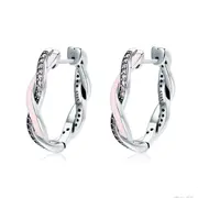 Silver plating Pink Twist of Fate Hoop Earrings for Women Fashion Earrings Jewelry