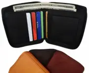 Mens Bifold Zipper Around Leather Wallet Secure Multi Pockets Billfold New