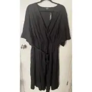 Simply Be Plus Size Black Faux Wrap Dress Knee Length US 28 UK 32 NWT