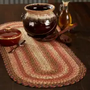 Ginger Spice Jute Table Runner 13x36 Oval Terra Cotta Burgundy Tan