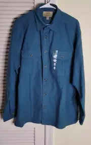 Cabelas DeerSkin Soft Large Blue Chamois Flannel Button Up New Long Sleeve Shirt
