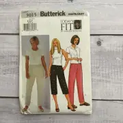 Butterick 3015 Sewing Pattern Pants Capri Tapered Straight Waist 32.5-37.5 UNCUT
