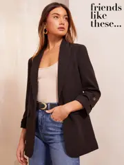 Friends Like These Black Edge to Edge Tailored Sleeve Detail Blazer (AD8099) | $102
