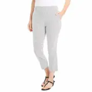 NWT Hilary Radley Ladies Pull On Capri Pants Gray/Off White Size 3X $50 1B141