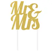 Mr and Mrs Wedding Cake Topper Gold Glitter Party Decorations Supplies