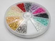 5 Wheel of 600 Mixed Colour Half Pearl Bead 4mm Flatback Gem 12 Colour Wholesale