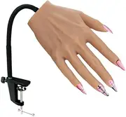 Silicone Practice Hands for Acrylic Nails with Stand Bracket Nail Practice Hand Flexible Bendable Mannequin Hands for Nails Art Training Tool (Right Hand)