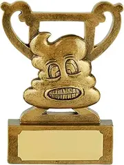 SilverTrophy: Loser Poo Rubbish Funny Humorous Hand Gesture Emoji Mini Cup Trophy Award, Gold, Last Place, Failure, Worst, Ornament, Affordable Figurine Prize Gift Kids Schools
